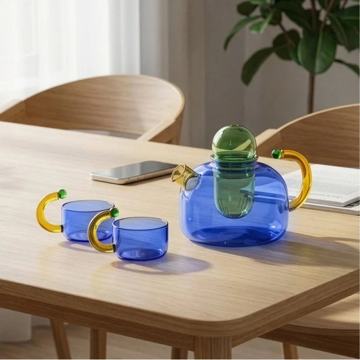 Youyijia Teekanne Teekannen Glas Teekanne Set mit 2 Tassen und herausnehmbarem Teesieb – Bild 2