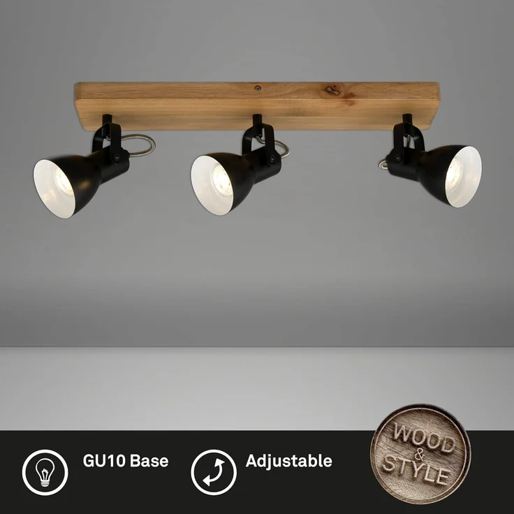 Briloner Leuchten LED Deckenspot 2902-035, ohne Leuchtmittel, 2700K - Extra-Warmweiß, Deckenlampe, 48x10x13,5cm, Schwarz, max. 35W, GU10, Wohnzimmer, Flur – Bild 2