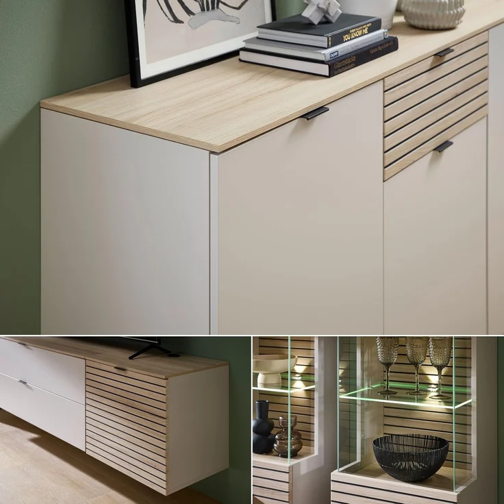 Innostyle Wohnwand INA - Wohnzimmer in Kaschmir-Riva Eiche – Bild 6