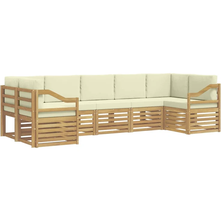vidaXL Outdoor-Sofagarnitur 7 stk. 7-Sitzer Weiß und Creme Polyester 3392450 – Bild 2