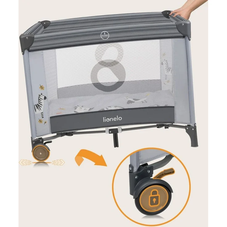 lionelo Laufgitter BONNIE (Set), Große Fläche, Seiteneingang, leicht klappbar, Transporttasche – Bild 3