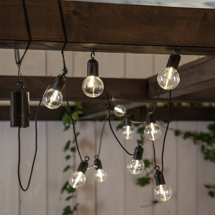 Outdoor-Lichterkette ,Fiesta' mit Batterie + Timer, 10 klare LED Glühbirnen, warmweiß, L 360cm – Bild 3