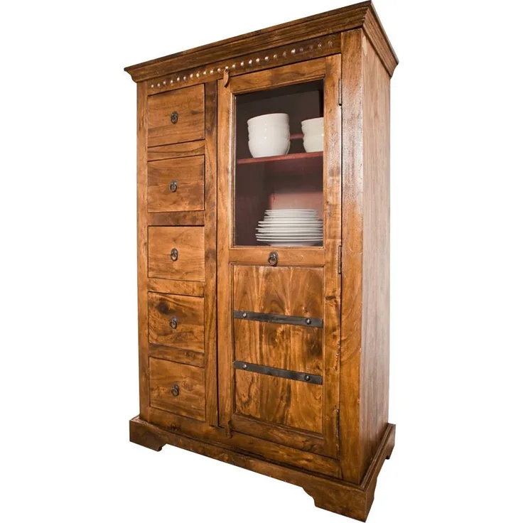 Vitrine Akazie 95x45x147 honig lackiert OXFORD #0417
