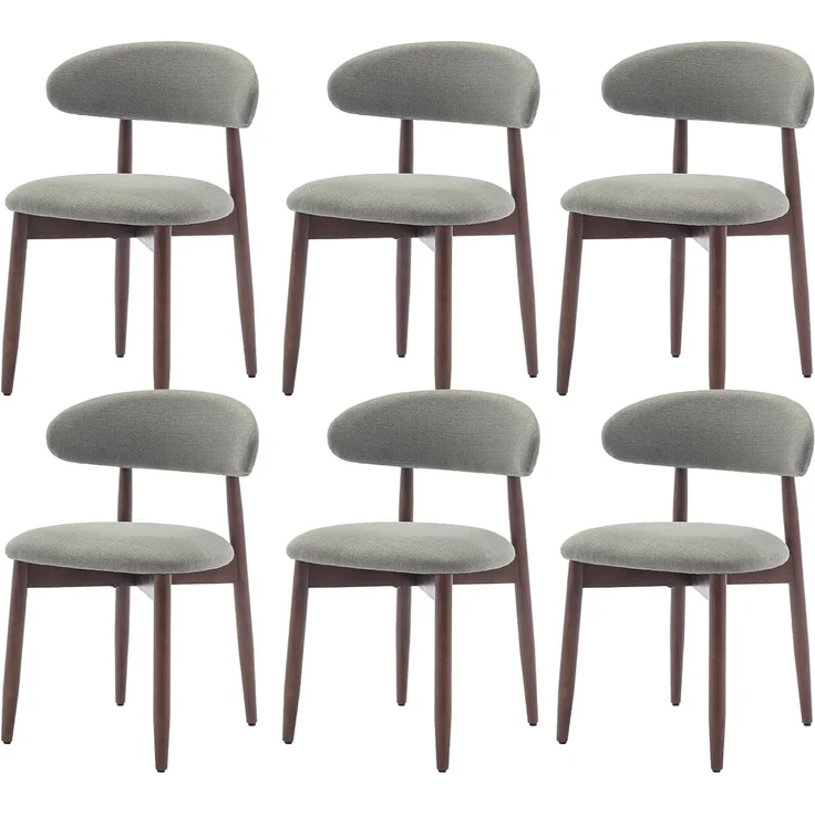 COLAMY Esszimmerstühle 6er Set, Polsternder Stühle Esszimmer mit Rückenlehne, Moderne Küchenstühle Gepolstert, Stoff Dining Chairs mit Back und Holzbeinen für Esszimmer, Küche, Restaurant, Grün – Bild 1