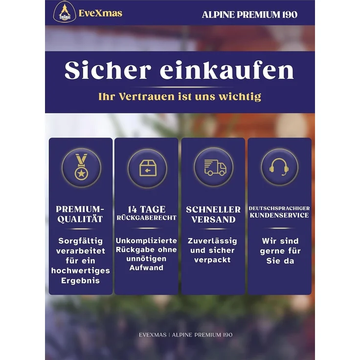 EveXmas Alpine Künstlicher Weihnachtsbaum Grün 190 cm – 599 Astspitzen, inkl. klappbarem Metallständer – Bild 9