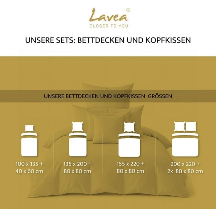 Lavea Bettwäsche Set, Bettbezug + Kissenbezug aus Baumwolle, Bettwäsche-Set, 3 teilig, für Kissen und Bettdecke, mit Reißverschluss, pflegeleicht – Bild 4