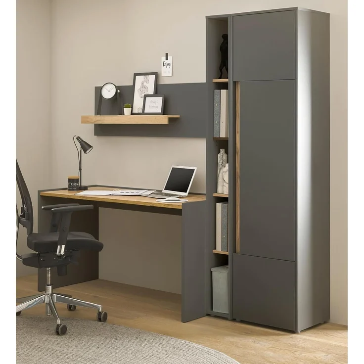 Büromöbel Set Center in grau matt und Eiche Wotan 213 cm – Bild 4