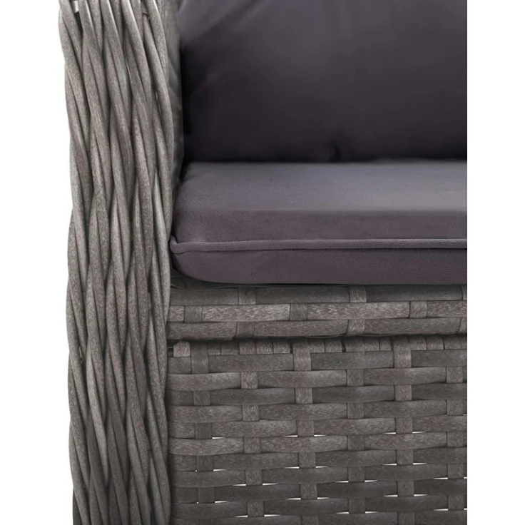 vidaXL 3-tlg. Garten-Essgruppe Poly Rattan und Glas Grau 3058522 – Bild 7