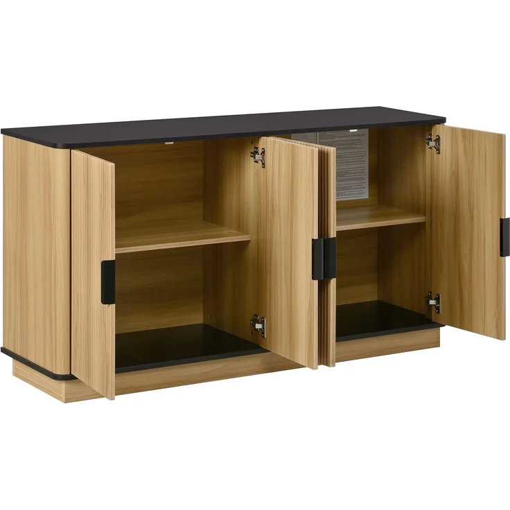 DESVIAE Sideboard 4-türig mit Dämpferscharnieren 139x75x40 cm Spanplatte Natur – Bild 8
