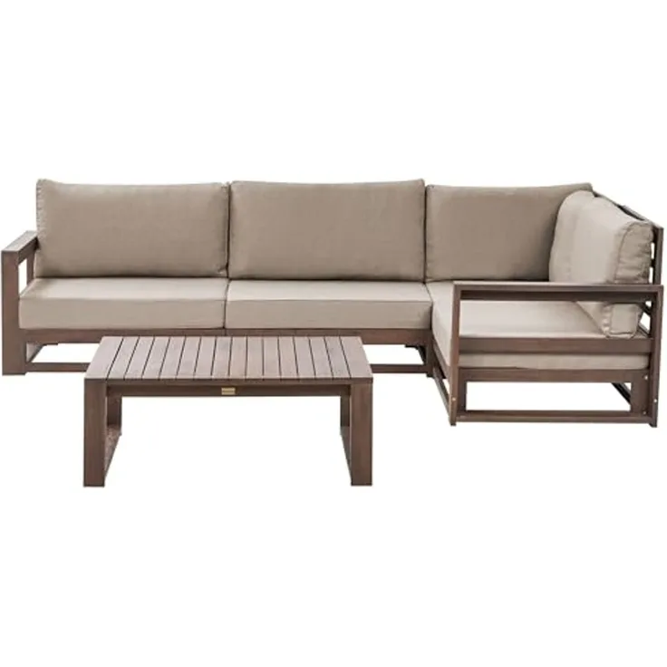 Beliani 'TIMOR' Lounge Set, Zertifiziertes Akazienholz Dunkler Holzfarbton