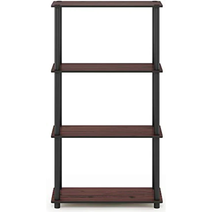 Furinno Regal mit 4 Ablageflächen, holz, Dunkle Kirsche/Schwarz, 29. 46x29. 46x109. 85 cm – Bild 8