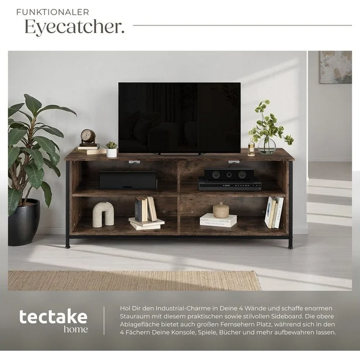 tectake Lowboard Sideboard (TV-Regal, Montagematerial, Montageanleitung), Industrial Style – Bild 3