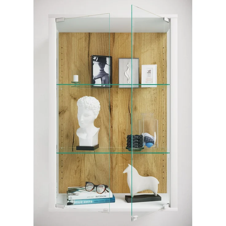 VCM Wandvitrine Udina 921804 Weiß / Honig-Eiche H. 80 x B. 60 x T. 25 cm – Bild 4