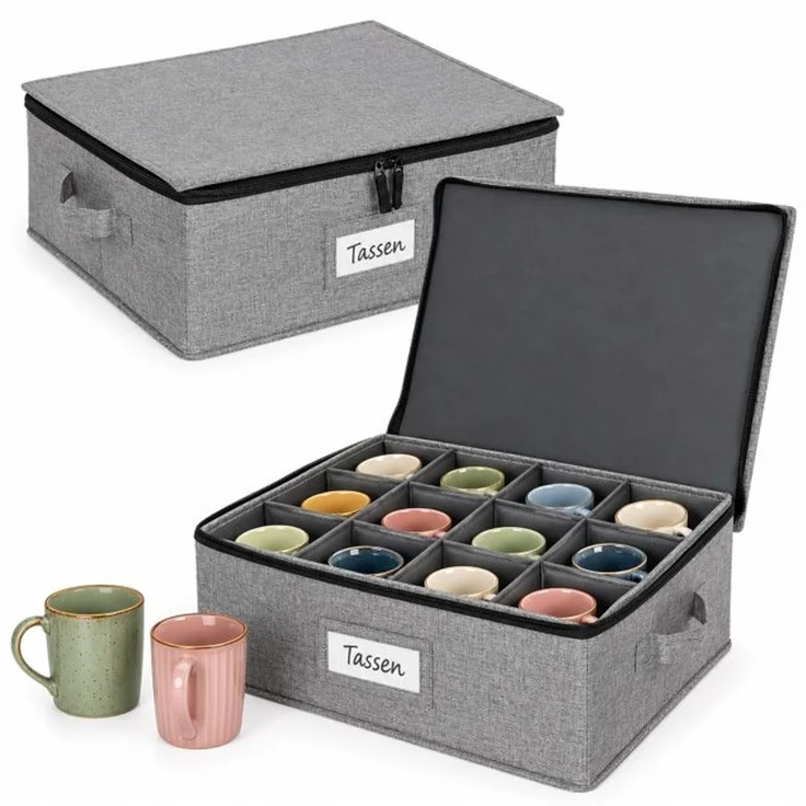 Relaxdays Aufbewahrungsbox für Geschirr 2er Set – Bild 1