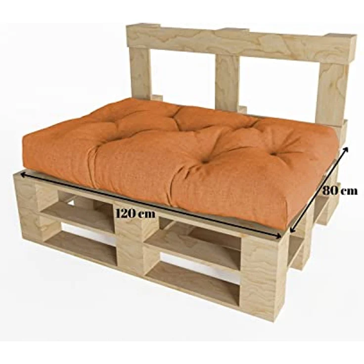 chilly pilley Palettenauflage Schaumflocken palettenkissen Palettenpolster Palettenmöbel Palettensofa Rückenlehne Sitzkissen Seitenkissen Set (3er Set Orange) – Bild 7
