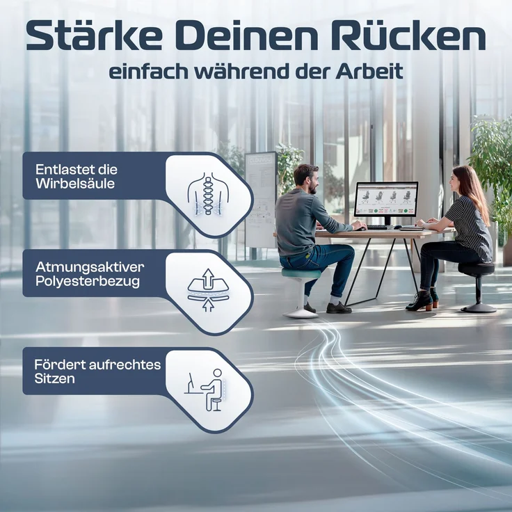 CLOUVOU Nexus, ergonomischer Stehhocker, stufenlos höhenverstellbar, Anti-Rutsch-Standfuß, Schwarz – Bild 5
