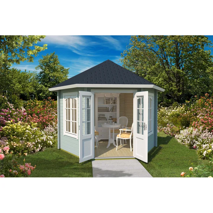 Lasita Maja Gartenpavillon Rivera ISO Gartenpavillon aus Holz in Rot Gartenhütte Gartenlaube