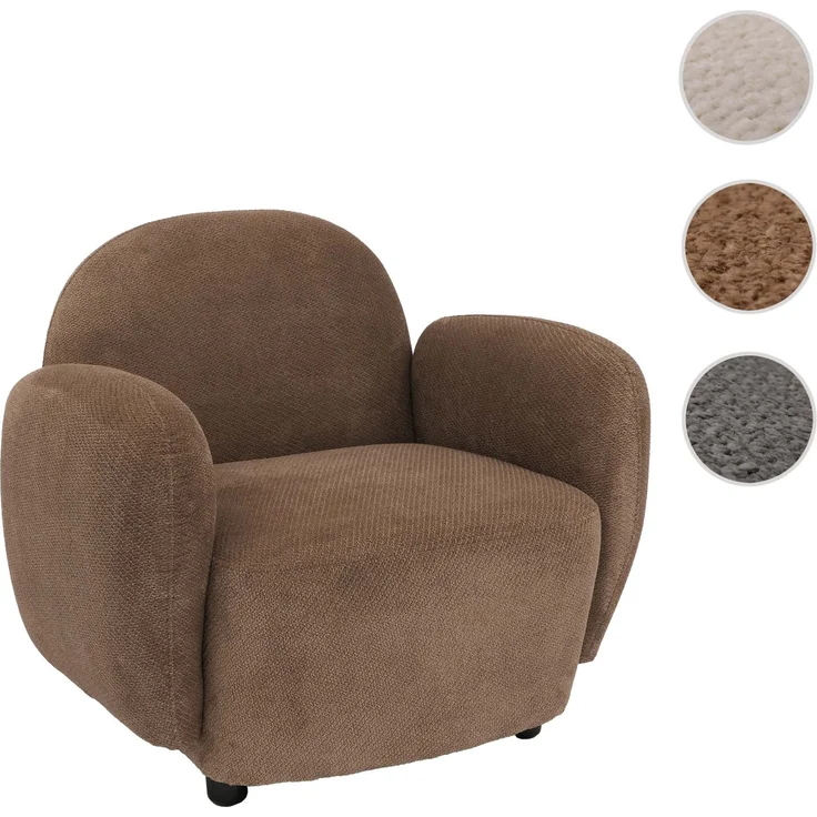 Sessel HWC-P33, Lounge-/Relax-/Cocktailsessel Polstersessel, Stoff/Textil Chenille (330 g/m²) ~ braun – Bild 10