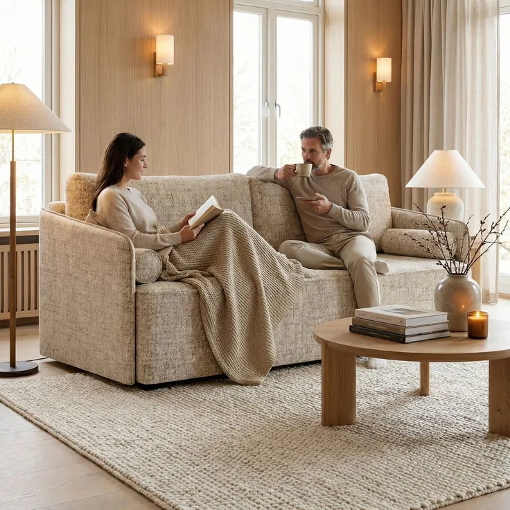 Wohnero 24 Erica Lux Premium Schlafsofa 202x93 cm mit Bettkasten & DL-Funktion – 145x192 cm Liegefläche, 3-Sitzer Sofa mit Bonellfeder - Rosa