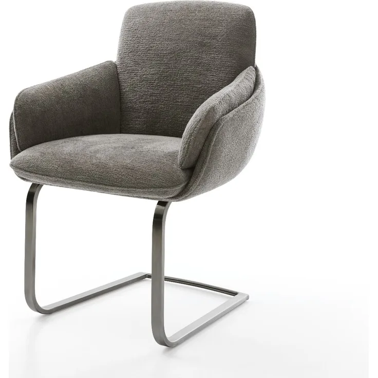 Freischwinger Luan-Flex mit Armlehnen Bouclé Soft Schlamm Freischwinger flach Graphit