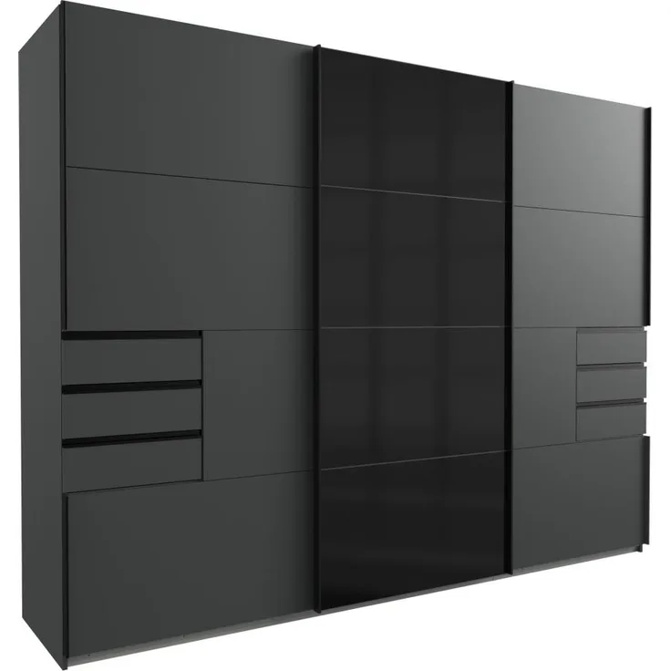 Kleiderschrank SAIGON Schwebetüren Graphit schwarz 270
