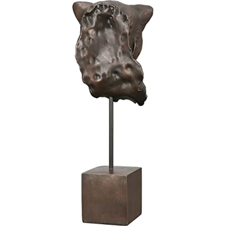 Casablanca Deko Figur Skulptur Leopard Kopf auf Sockel XL - 3D Tierkopf Statue aus Kunstharz - Farbe: Bronze Höhe 46 cm – Bild 3