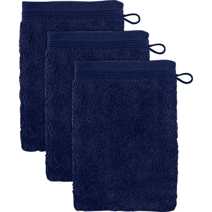 möve Superwuschel Waschhandschuh 15x20 cm aus 100% Baumwolle, deep sea 3er Set
