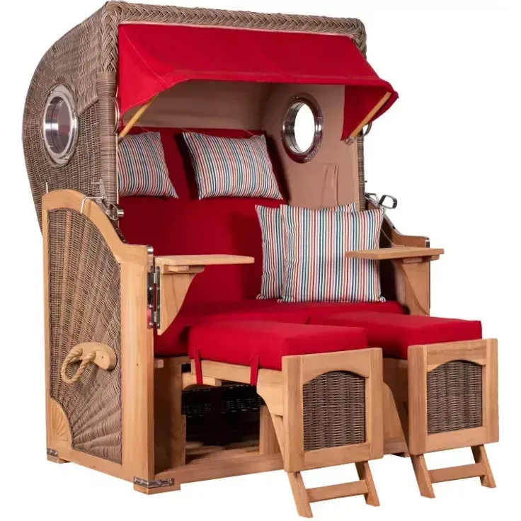 Strandkorb Amrum Teak PE grey Dessin 585