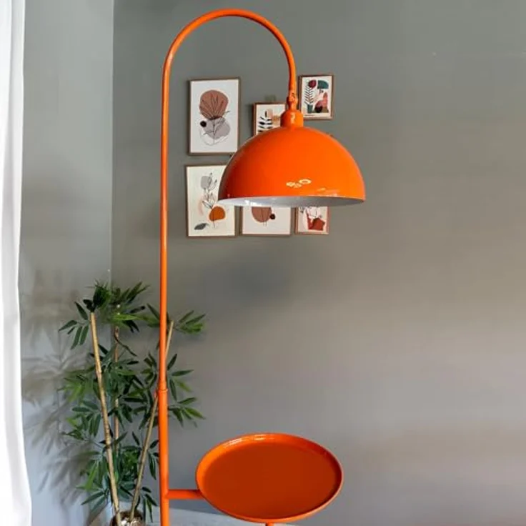 Bamyum Stehlampe Moderne Stehlampe aus Metall mit E27, verstellbarer Lampenschirm, ohne Leuchtmittel, E27, verstellbarer Lampenschirm, Stehluchte mit Ablage – Bild 2