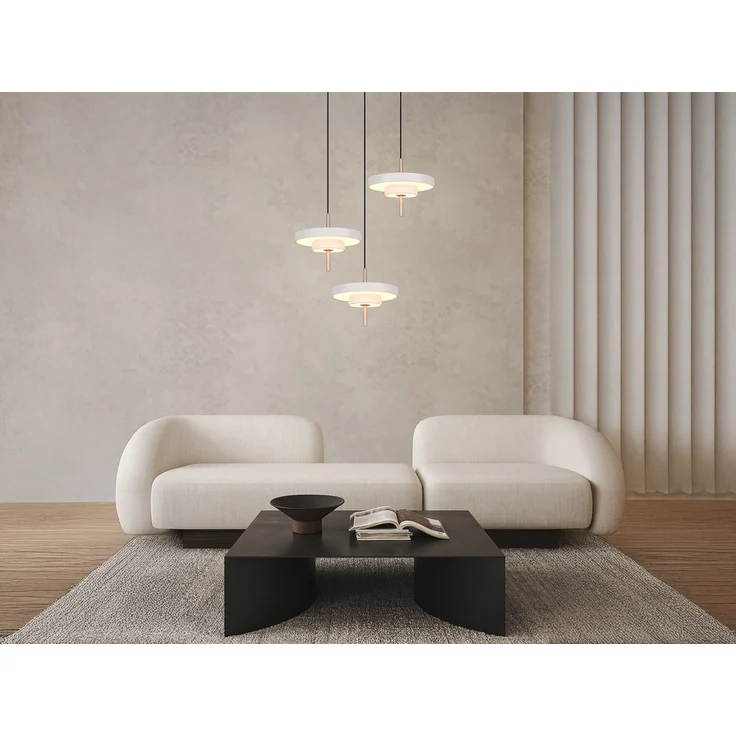 Moderne dimmbare LED Pendelleuchte KEATON 3-flammig, Hellgrau Ø 45cm – Bild 6