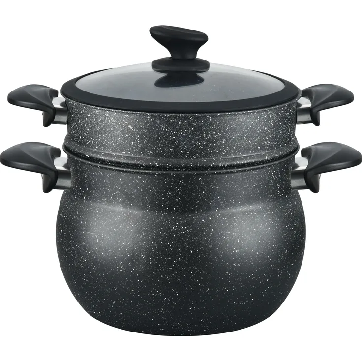 3 tlg Kuskus Topf 12L Dampfgarer COUSCOUS Ø26cm Dampfkocher Gemüse Steamer Induktion Mantykocher