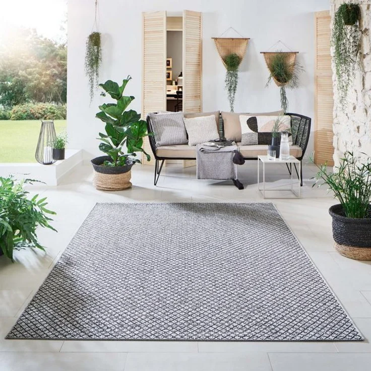 In- und Outdoorteppich Öland - Raute, Farbe: Grau Anthrazit, Größe: 80x150 cm – Bild 4