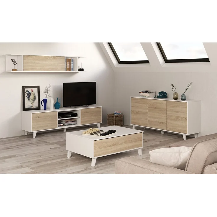 Calicosy 'ZAIKEN PLUS' Couchtisch mit teilweise hochklappbarer Tischplatte L100 cm - Weiß – Bild 2