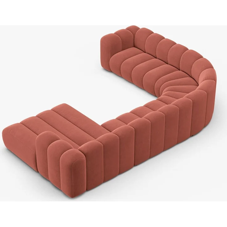 Micadoni Modulares Panorama Ecksofa Lupine 6-Sitzer Samt Salvador Koralle Links – Bild 9