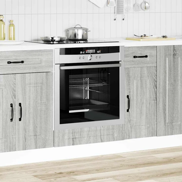 Herdumbauschrank, Küchenschrank Kalmar Grau Sonoma Holzwerkstoff – Bild 3
