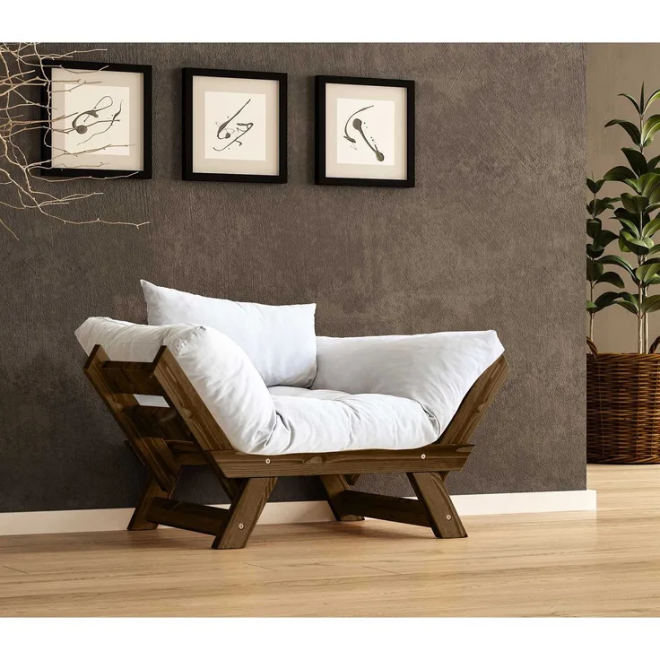 Skye Decor 'CPT8131-140' Garten-Sessel, Walnuss / Weiß, 108-140 x 75 cm