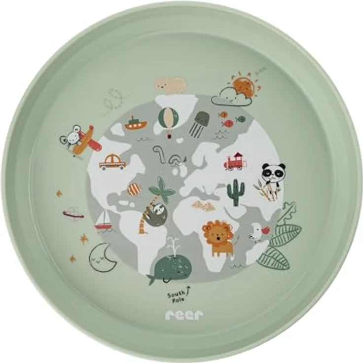 reer Kindergeschirr Set | Motiv: Little Explorer | Biokunststoff-Geschirr für Kleinkinder aus 100% ISCC-zertifiziertem Material | 5-teilig | BPA-frei | spülmaschinengeeignet – Bild 8
