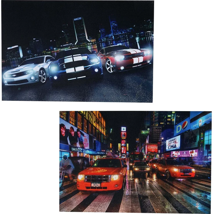 2er-Set LED-Bild Leinwandbild Leuchtbild Wandbild 40x60cm, Timer ~ Cars – Bild 6