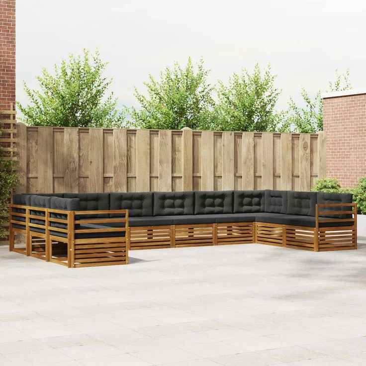 vidaXL Outdoor-Sofagarnitur 6 stk. 10-Sitzer Natur und Anthrazit 3374192 – Bild 1