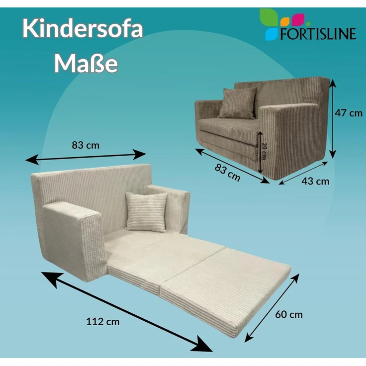 FORTISLINE Kindersofa aus Schaumstoff mit abnehmbarem Bezug Kinderzimmer – Bild 2