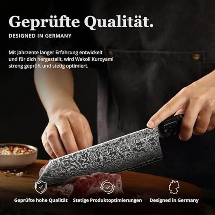 Wakoli Kochmesser Wakoli Kuroyami Damastmesser I 20 cm Kiritsuke Chefmesser I 67 Lagen, aus 67 Lagen Damaststahl, VG-10 Stahlkern – Bild 5