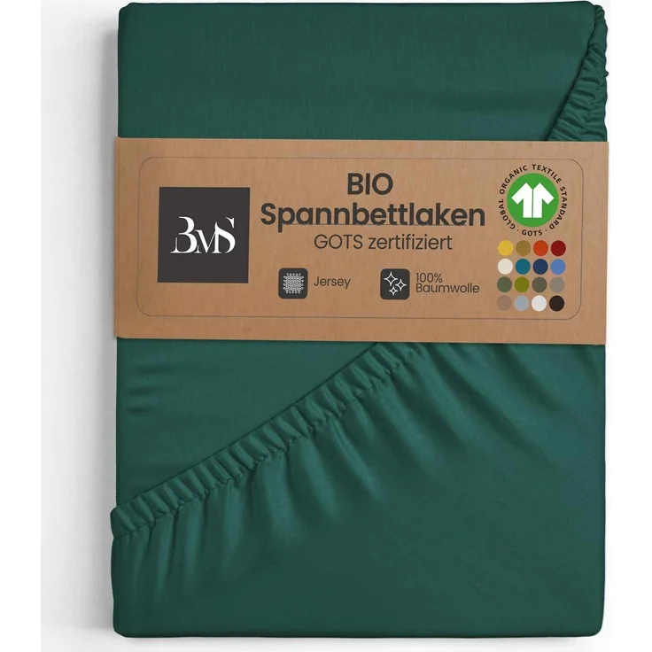 GOTS Bio Jersey Spannbettlaken petrol grün 90x190 - 100x200 cm Höhe bis 23cm – Bild 1