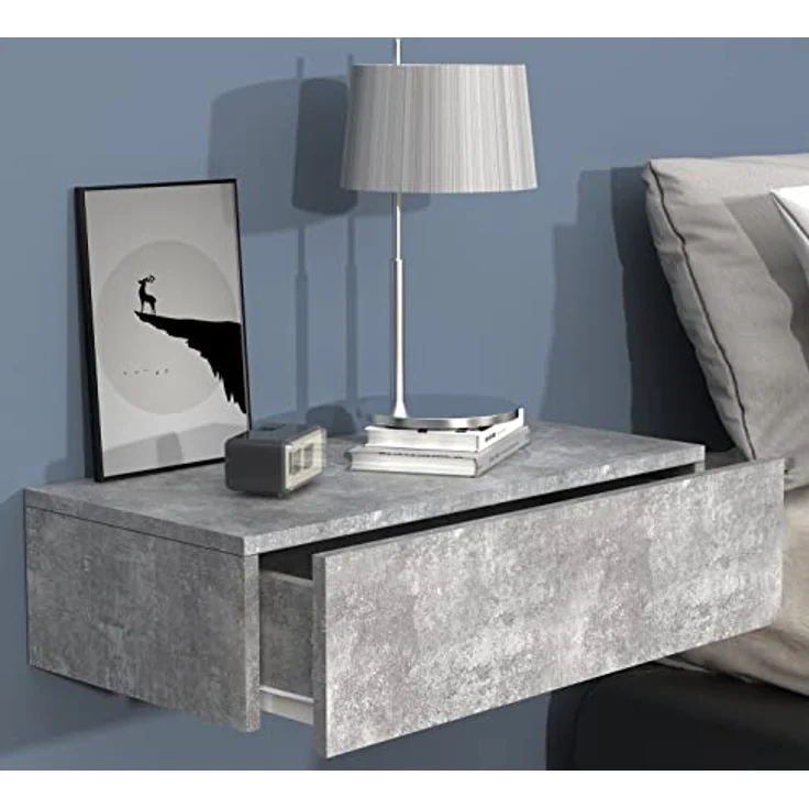 MID.YOU Mid.you Nachtschrank Grau, hängend aus Holzwerkstoff mit 1 Schublade, 60x15x30 cm – Bild 2