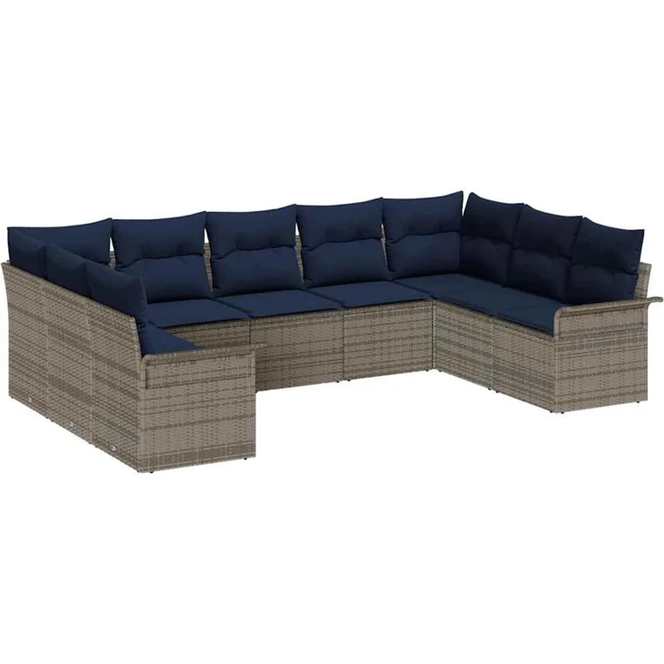 vidaXL Gartensofa-set mit Speicher 9 pcs Hellgrau Poly-Rattan 3354194 – Bild 2