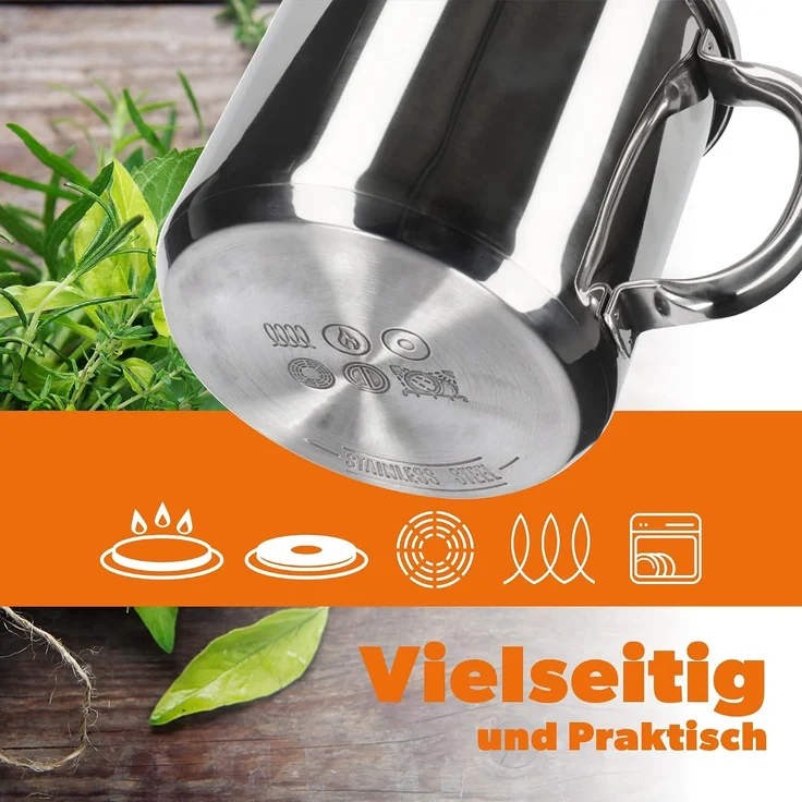 KADAX Stahltopf 1,2 l Haferflocken mit Deckel für Gas-Induktionskochen – Bild 4