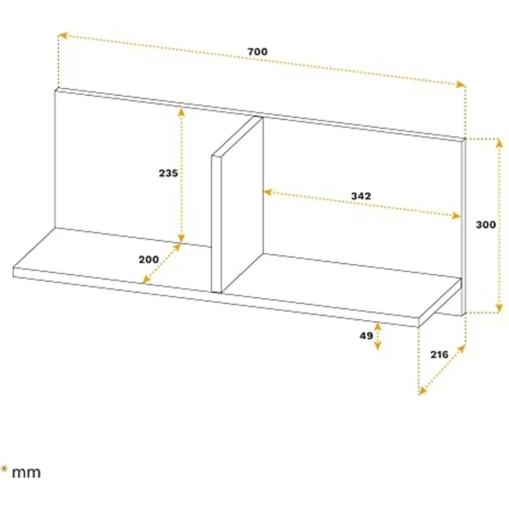 RICOO Wandregal 70 x 30 x 22 Braun Sonoma Eiche, Spanplatte aus Holz, Hängereral WM013-ES, Regal Wand, Bücherregal Bilderregal Fotoregal Küchenregal Hängend Wandboard Würfelregal Schweberegal – Bild 2