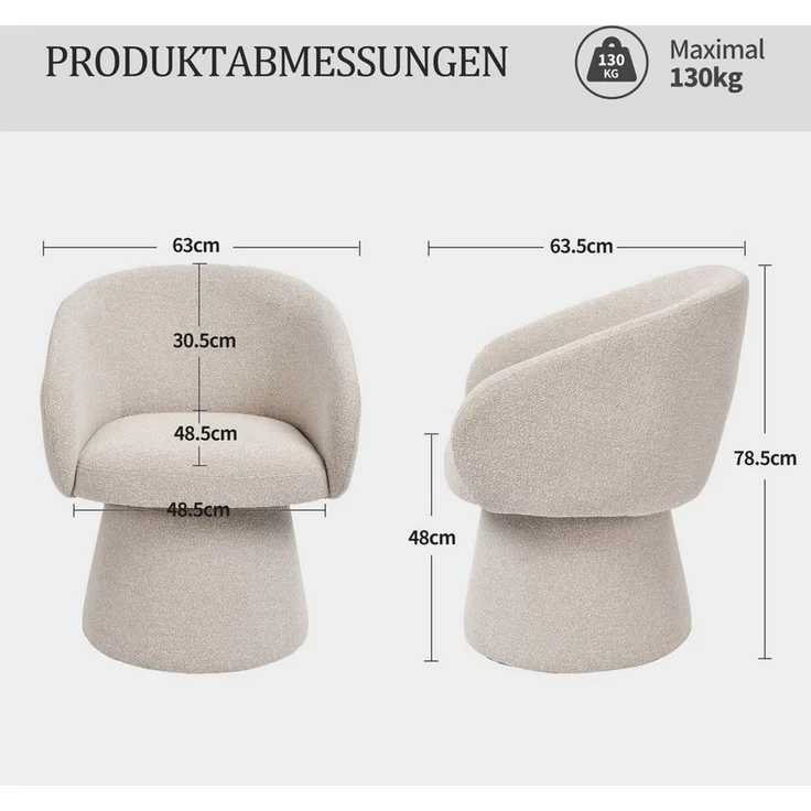 Duhome Esszimmerstuhl (7176A1), 360 Grad Drehbar Kegeldesign Polsterstuhl – Bild 3