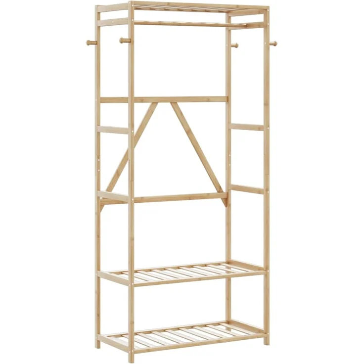 vidaXL Kleiderständer mit Ablagen 80x40x175 cm Bambus 4008922 – Bild 1