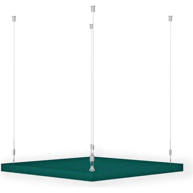 Rheinland Möbel FocusWall DAQ0404 – Quadratischer Akustik-Deckenabsorber 40×40 cm in Stofffarbe Montserrat inkl. Chrom-Stahlseilen - Made in Germany - Klasse A, Stoffbezug, schwer entflammbar – Bild 3