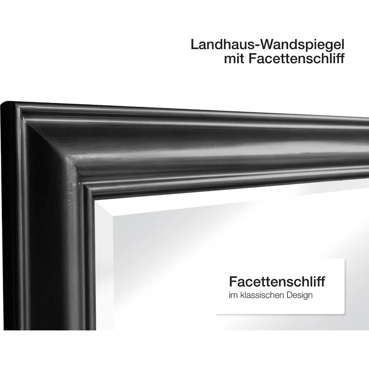 LC Home Spiegel LC Home Wandspiegel Spiegel Schlicht Schwarz ca. 180x80 cm Landhaus – Bild 6